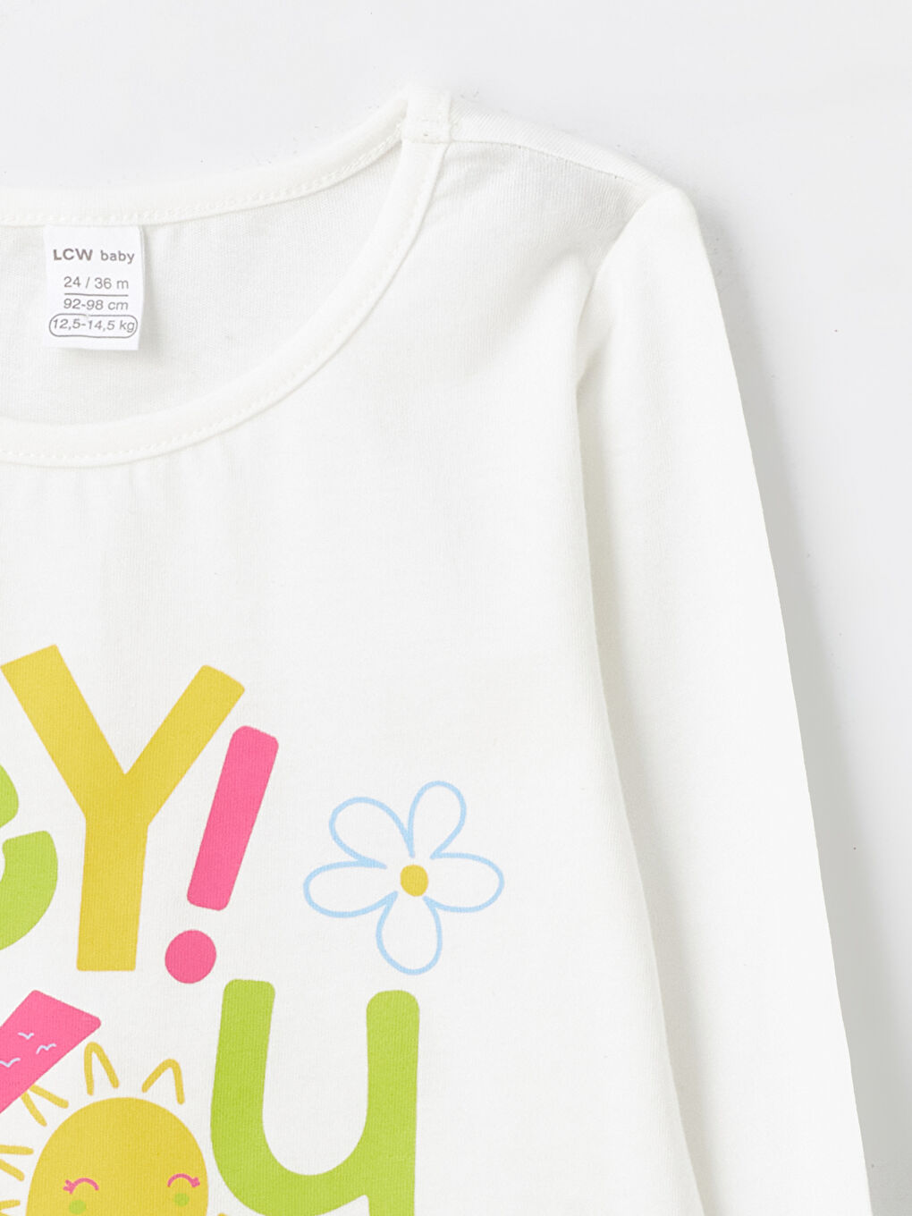 Beyaz Bisiklet Yaka Uzun Kollu Baskılı Kız Bebek Tişört  ve Tayt 2'li-5