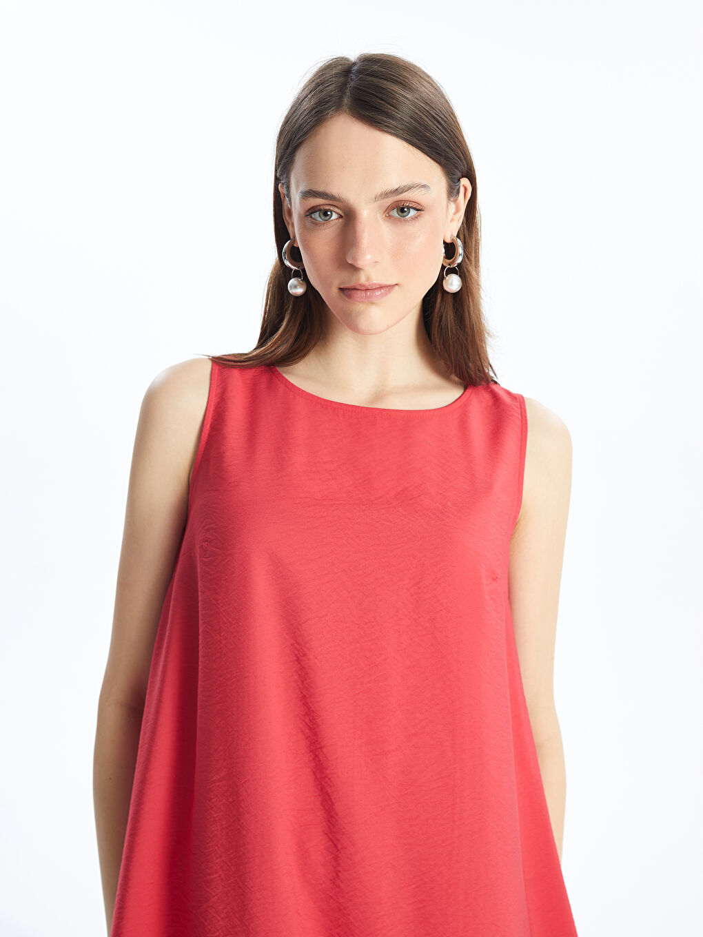 Women's Crew Neck Plain Dress-1