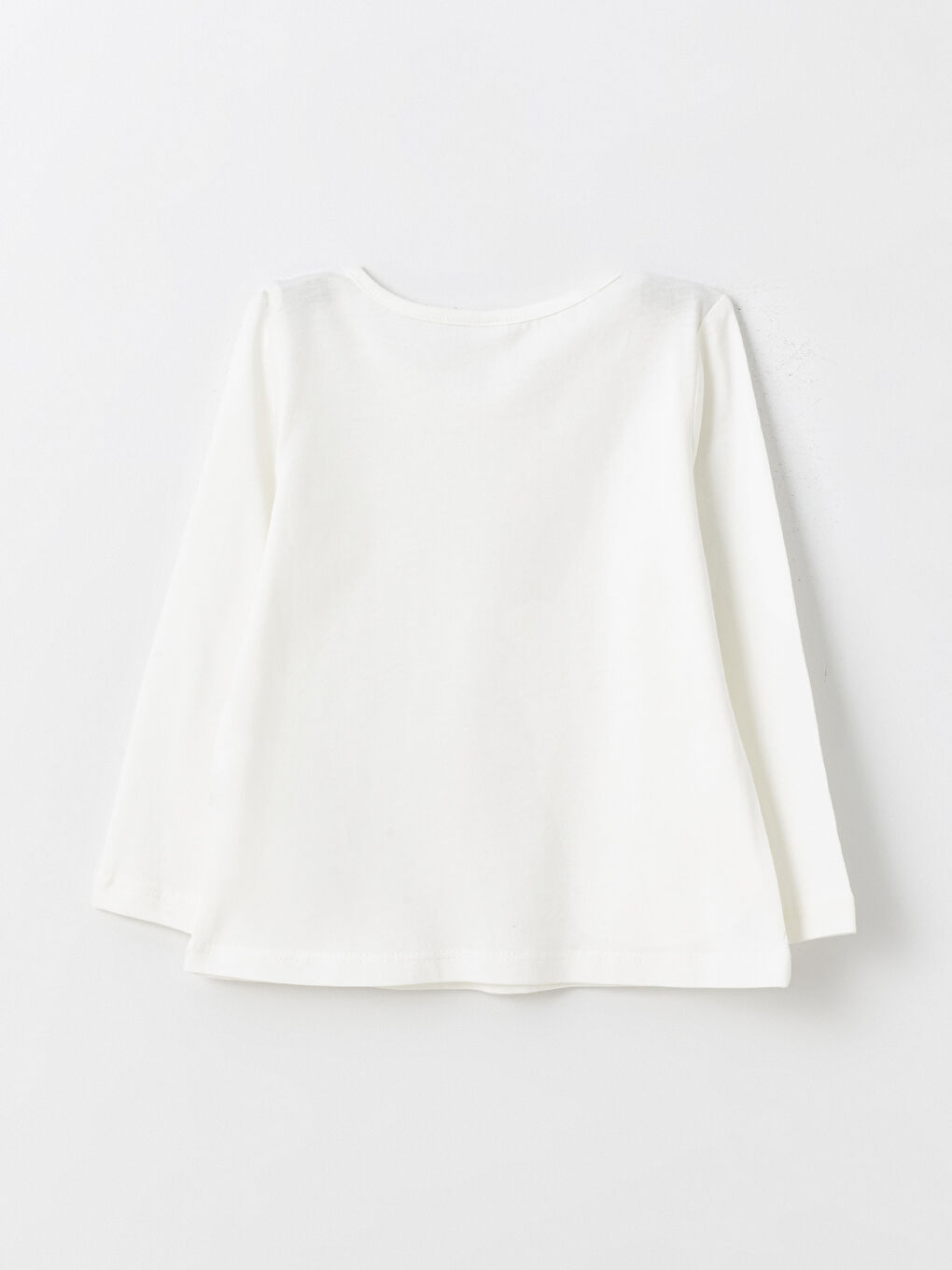 Beyaz Bisiklet Yaka Uzun Kollu Kız Bebek Tişört 2'li-5