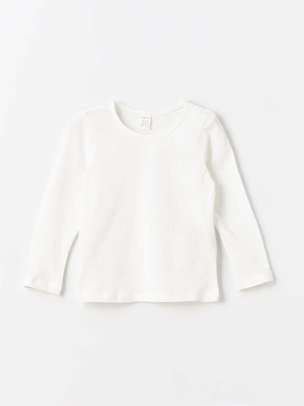 Beyaz Bisiklet Yaka Uzun Kollu Kız Bebek Tişört 2'li-3