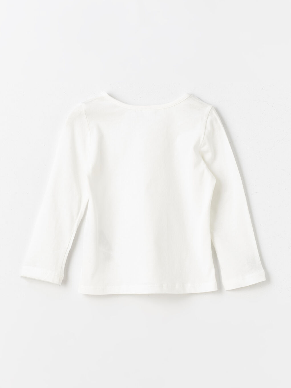 Beyaz Bisiklet Yaka Uzun Kollu Kız Bebek Tişört 2'li-4
