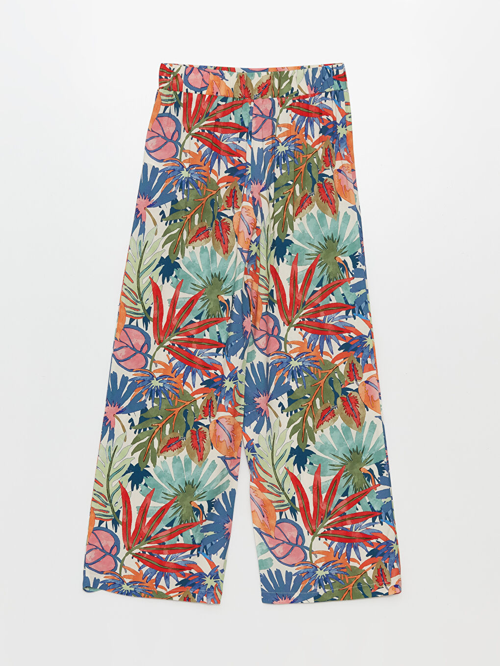Elasticated Waist Patterned Women's Palazzo Trousers -S4J600Z8-LT9