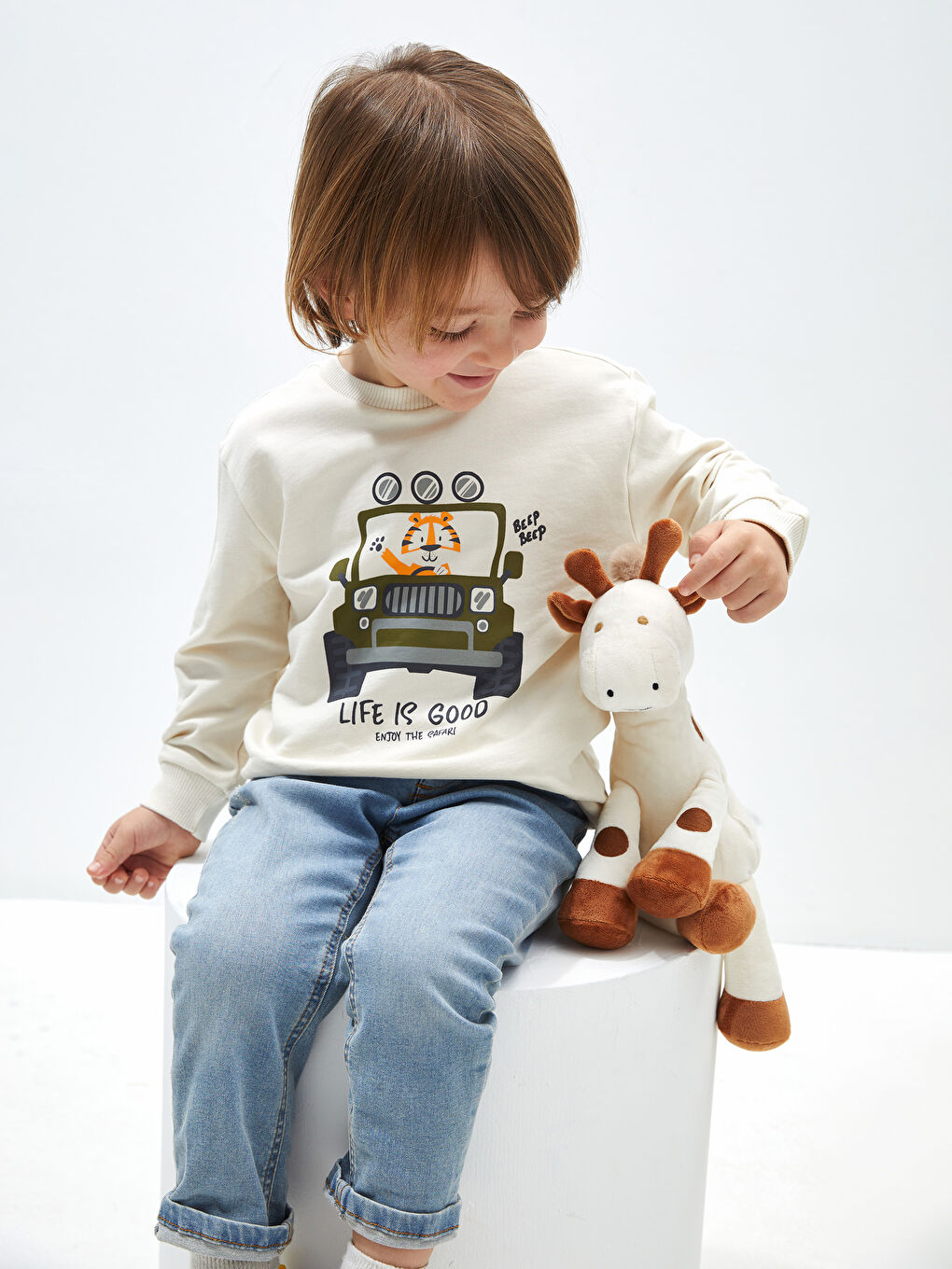 LC WAIKIKI Crew Neck Long Sleeve Printed Baby Boys' Sweatshirt -S4J634Z1-QVK