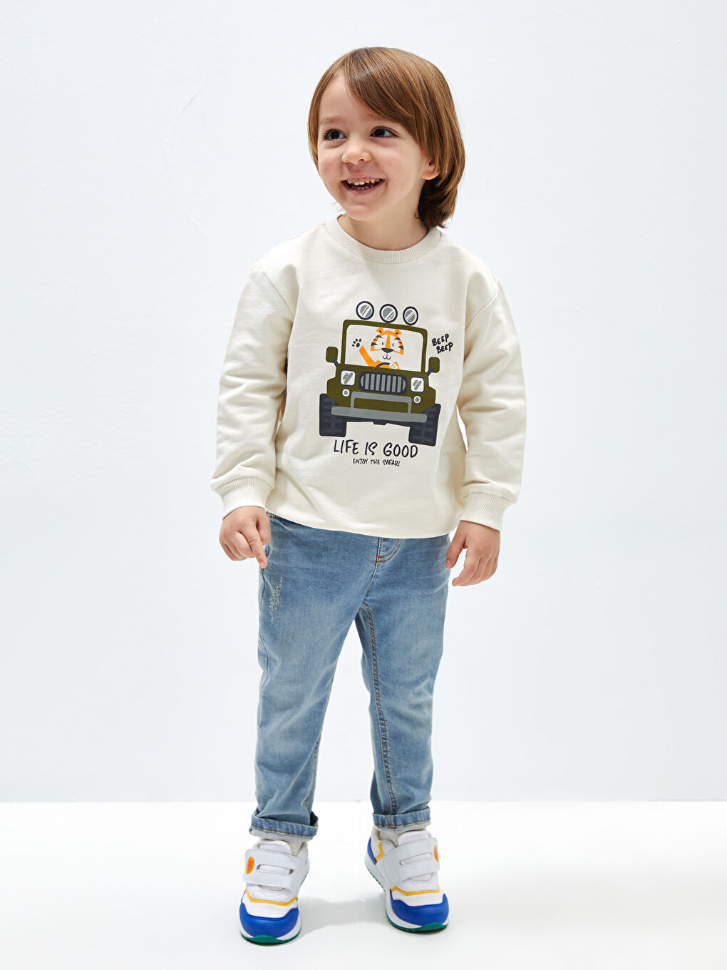 LC WAIKIKI Crew Neck Long Sleeve Printed Baby Boys' Sweatshirt -S4J634Z1-QVK