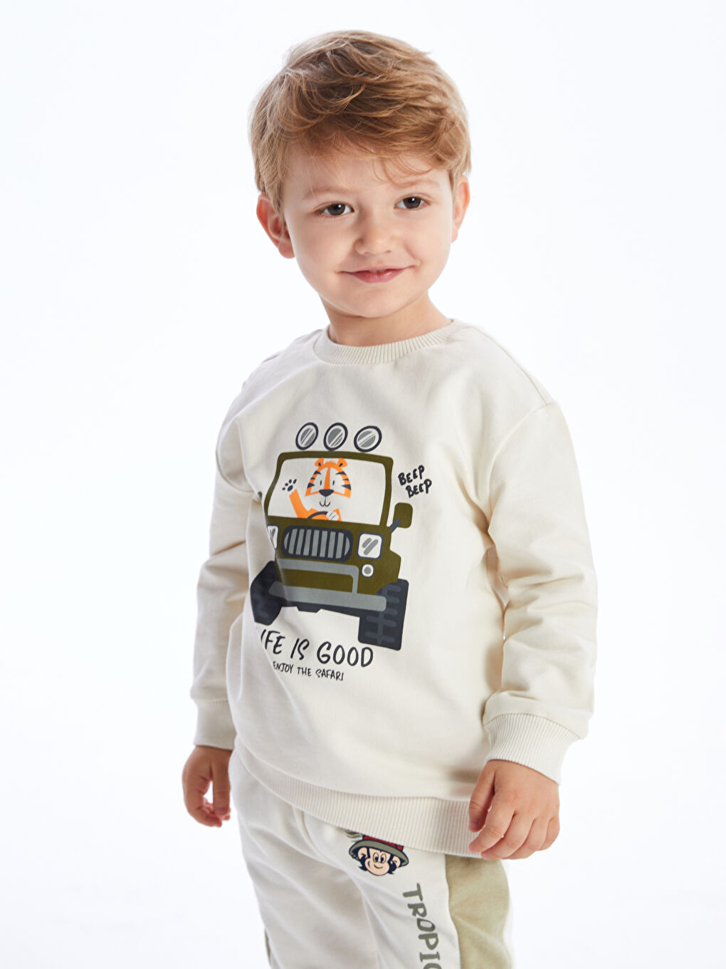 LC WAIKIKI Crew Neck Long Sleeve Printed Baby Boys' Sweatshirt -S4J634Z1-QVK