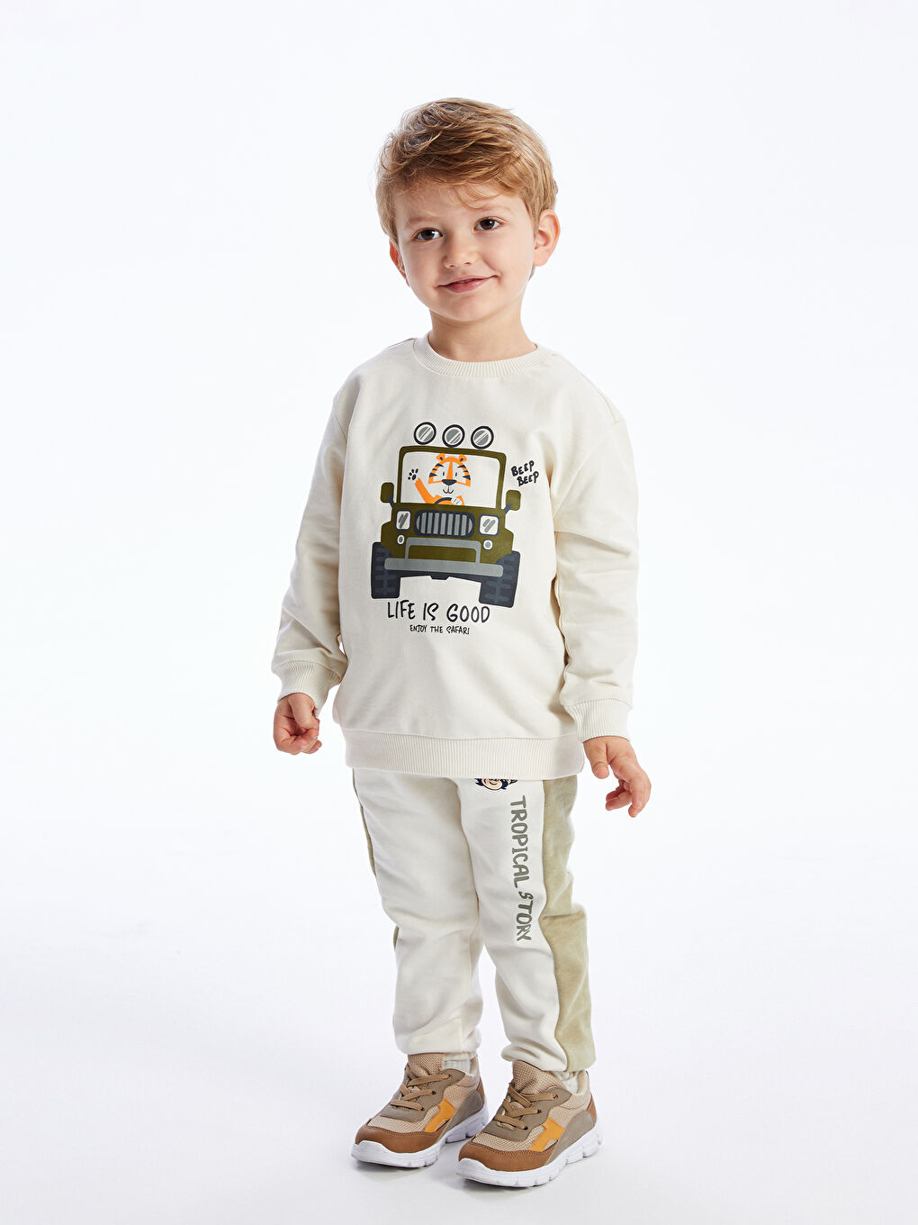 LC WAIKIKI Crew Neck Long Sleeve Printed Baby Boys' Sweatshirt -S4J634Z1-QVK