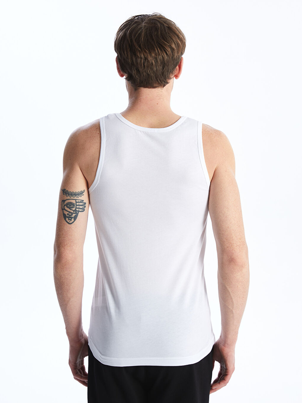 Beyaz U Yaka Penye Erkek Atlet 2'li-6