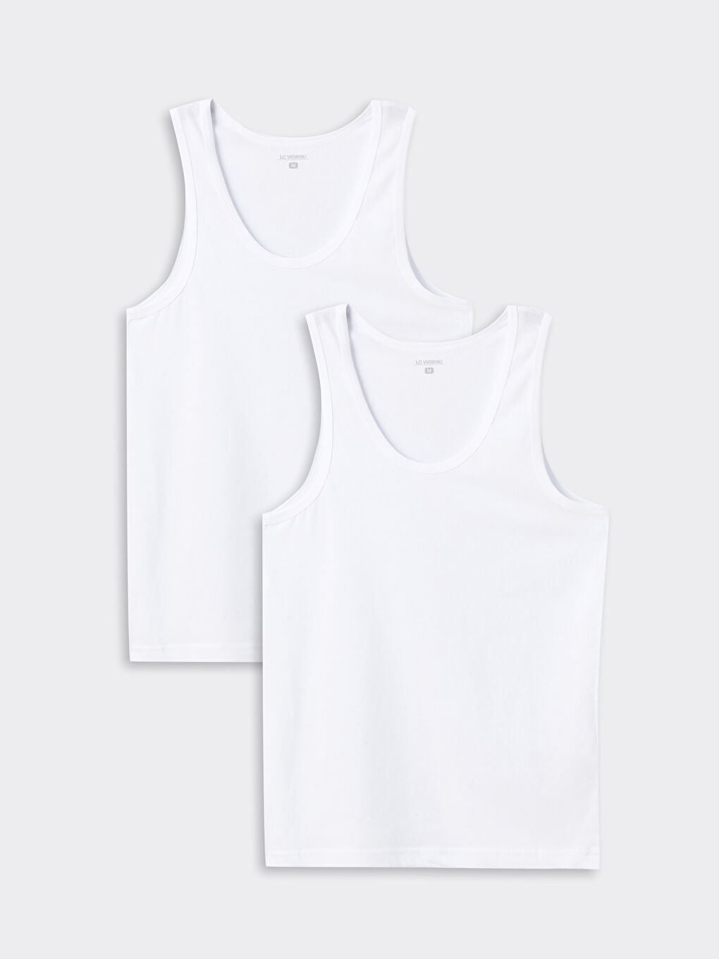 Beyaz U Yaka Penye Erkek Atlet 2'li-7