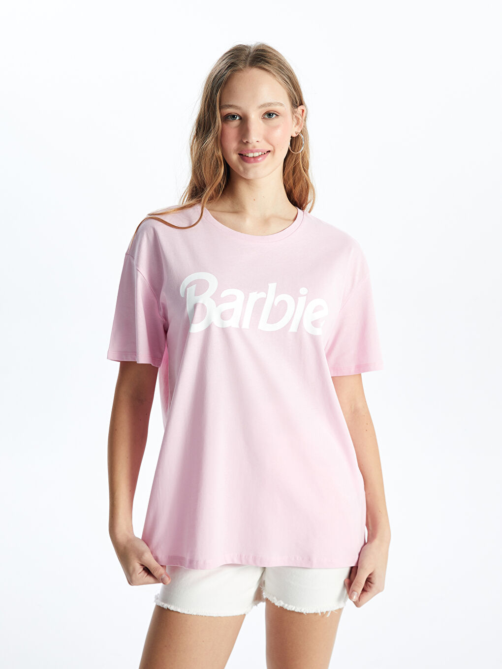 Crew Neck Barbie Printed Short Sleeve Women's T-Shirt -S4J689Z8-QXB
