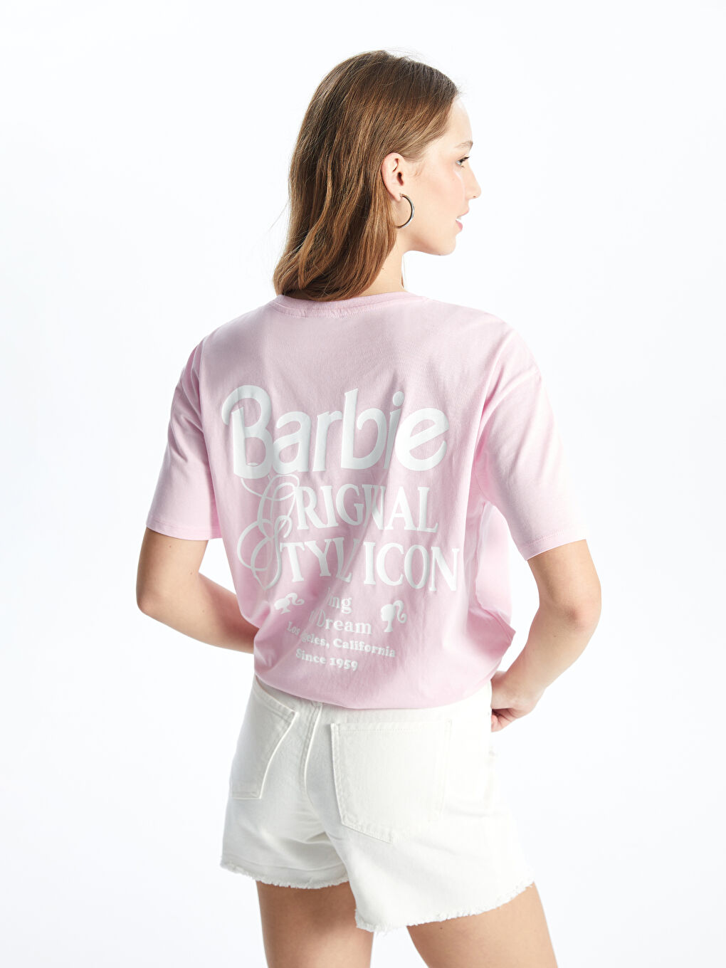 Crew Neck Barbie Printed Short Sleeve Women's T-Shirt -S4J689Z8-QXB