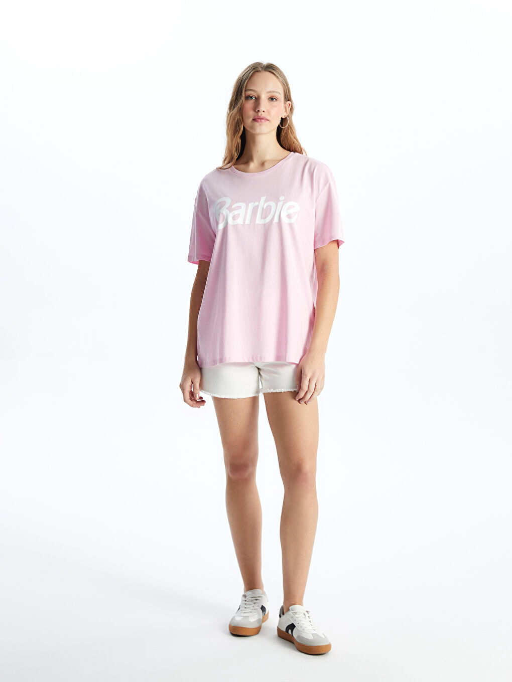 Crew Neck Barbie Printed Short Sleeve Women's T-Shirt -S4J689Z8-QXB