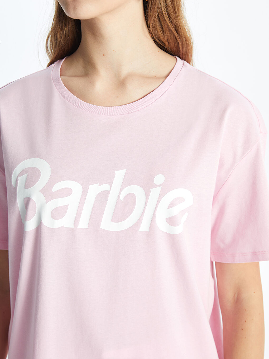Crew Neck Barbie Printed Short Sleeve Women's T-Shirt -S4J689Z8-QXB