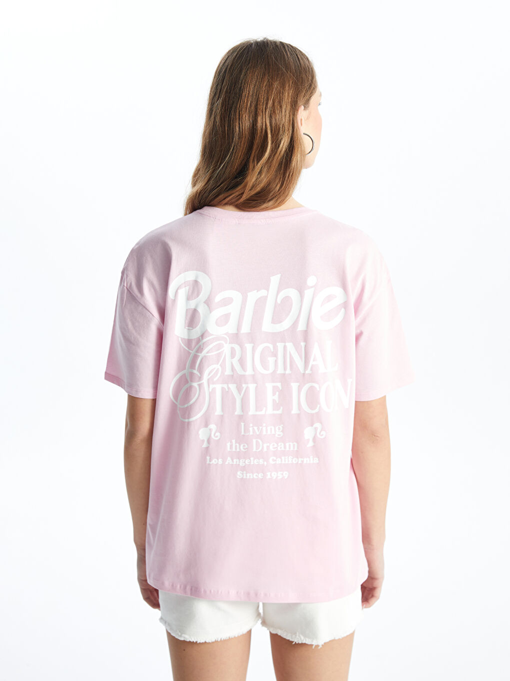Crew Neck Barbie Printed Short Sleeve Women's T-Shirt -S4J689Z8-QXB