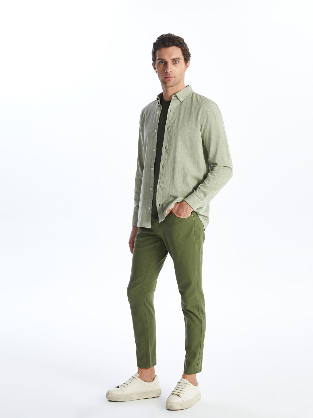Haki Slim Fit Erkek Pantolon-2