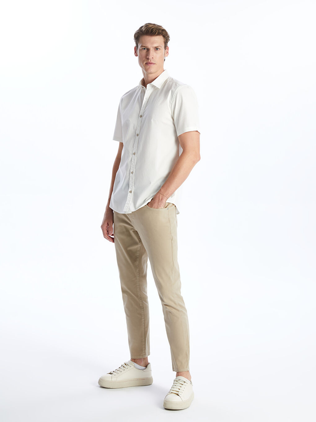 Bej Slim Fit Erkek Pantolon