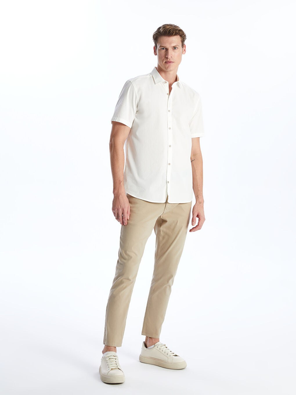 Bej Slim Fit Erkek Pantolon-1