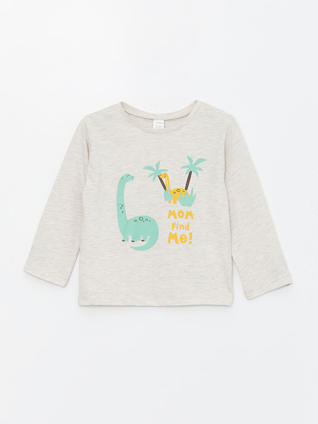 Bej Bisiklet Yaka Uzun Kollu Erkek Bebek Tişört