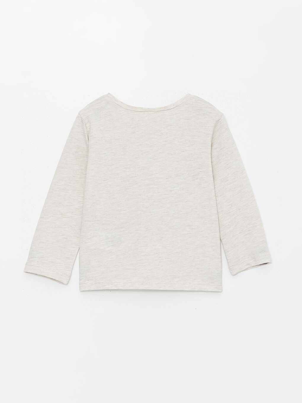 Bej Bisiklet Yaka Uzun Kollu Erkek Bebek Tişört-1