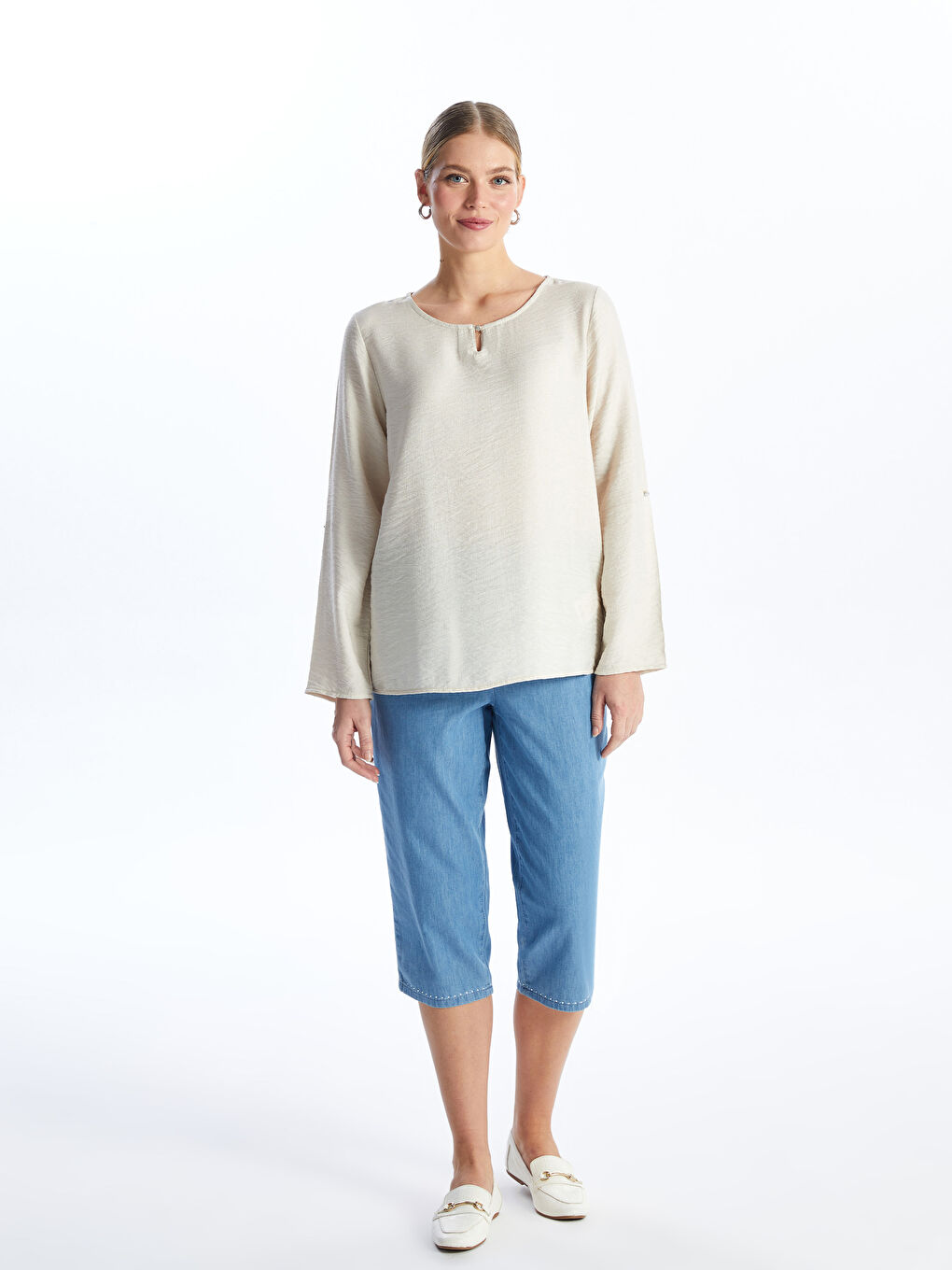 PLAVA Teksas kapri pantalone Žene -S4J728Z8-563