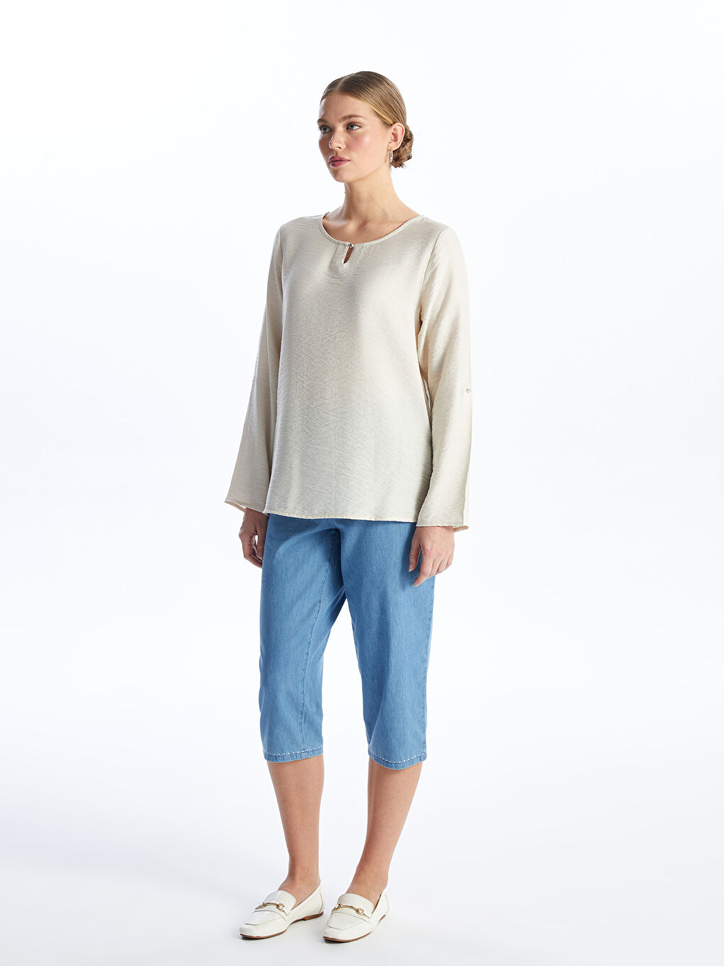 PLAVA Teksas kapri pantalone Žene -S4J728Z8-563