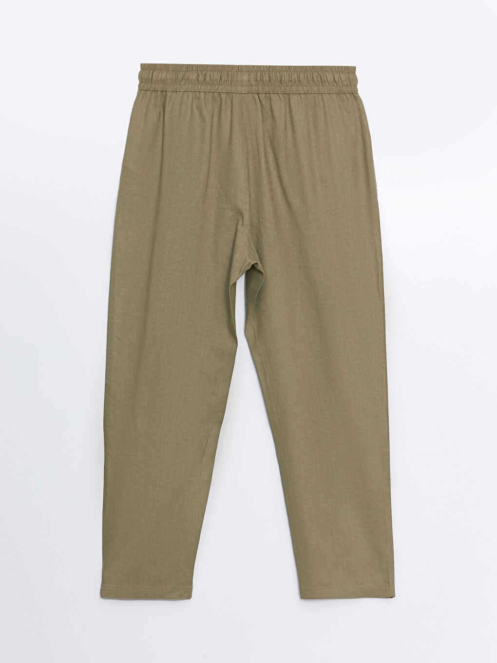 Elasticated Waist Plain Linen Blend Women's Trousers -S4J736Z8-VEY