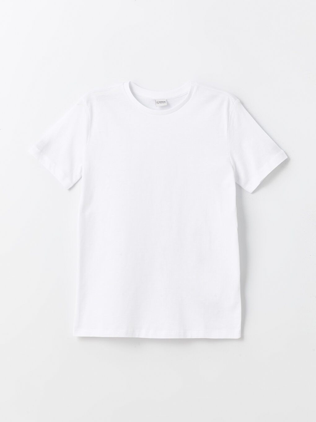 Beyaz Bisiklet Yaka Basic Kısa Kollu Erkek Çocuk Tişört-3