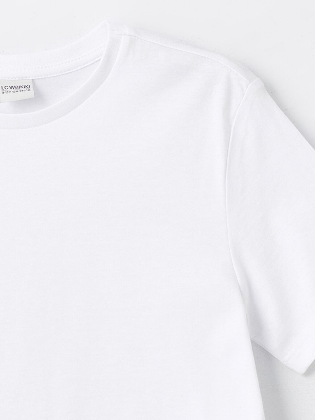 Beyaz Bisiklet Yaka Basic Kısa Kollu Erkek Çocuk Tişört-4