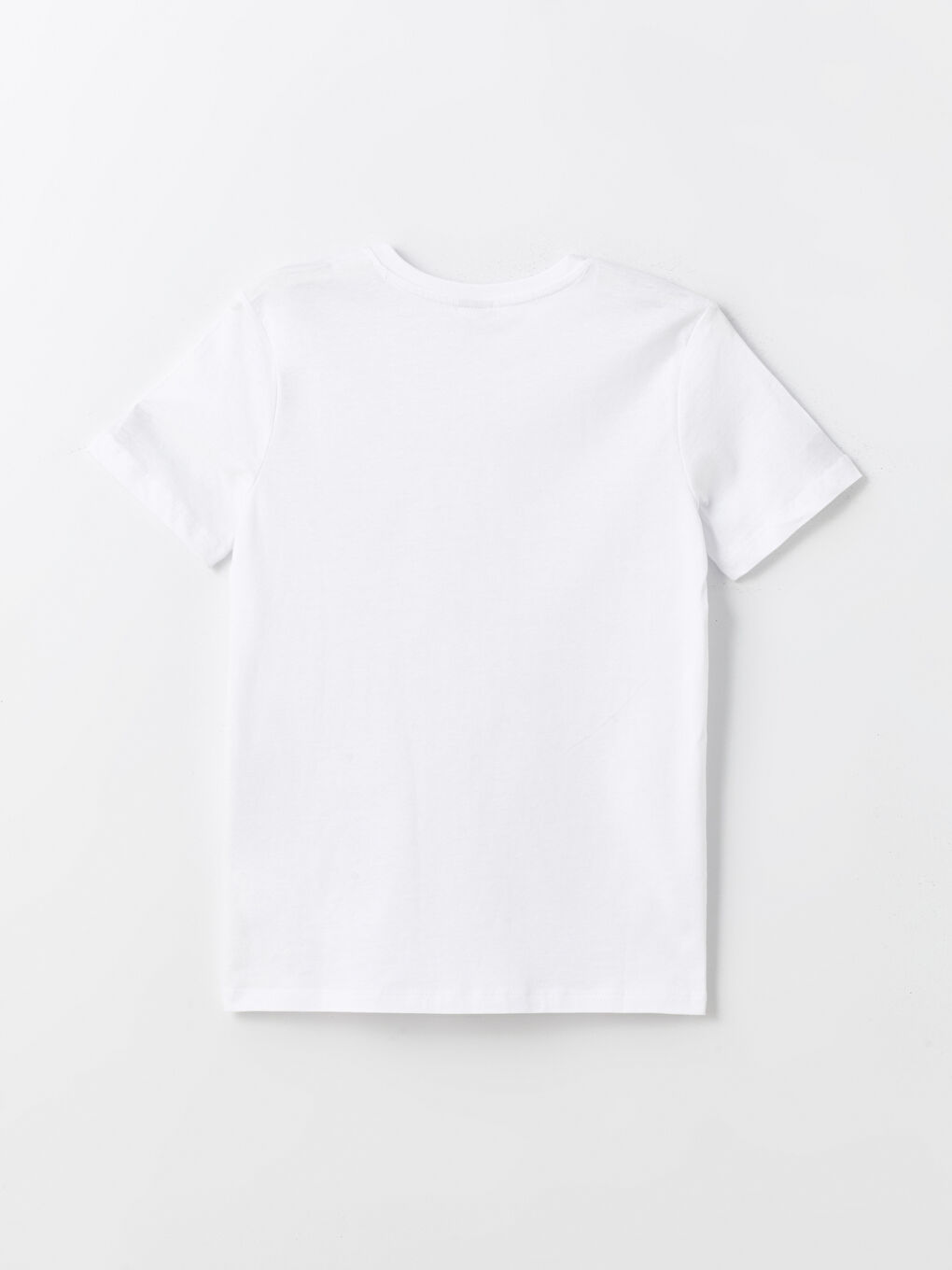 Beyaz Bisiklet Yaka Basic Kısa Kollu Erkek Çocuk Tişört-5
