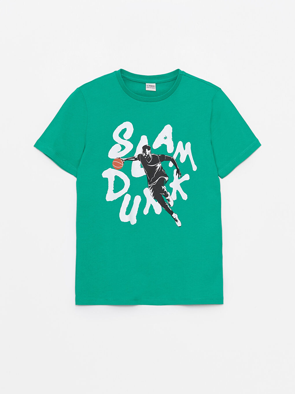 Yeşil Bisiklet Yaka Baskılı Kısa Kollu Erkek Çocuk Tişört-3