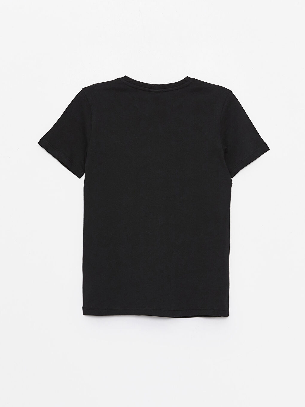 Siyah Bisiklet Yaka Baskılı Kısa Kollu Erkek Çocuk Tişört-4