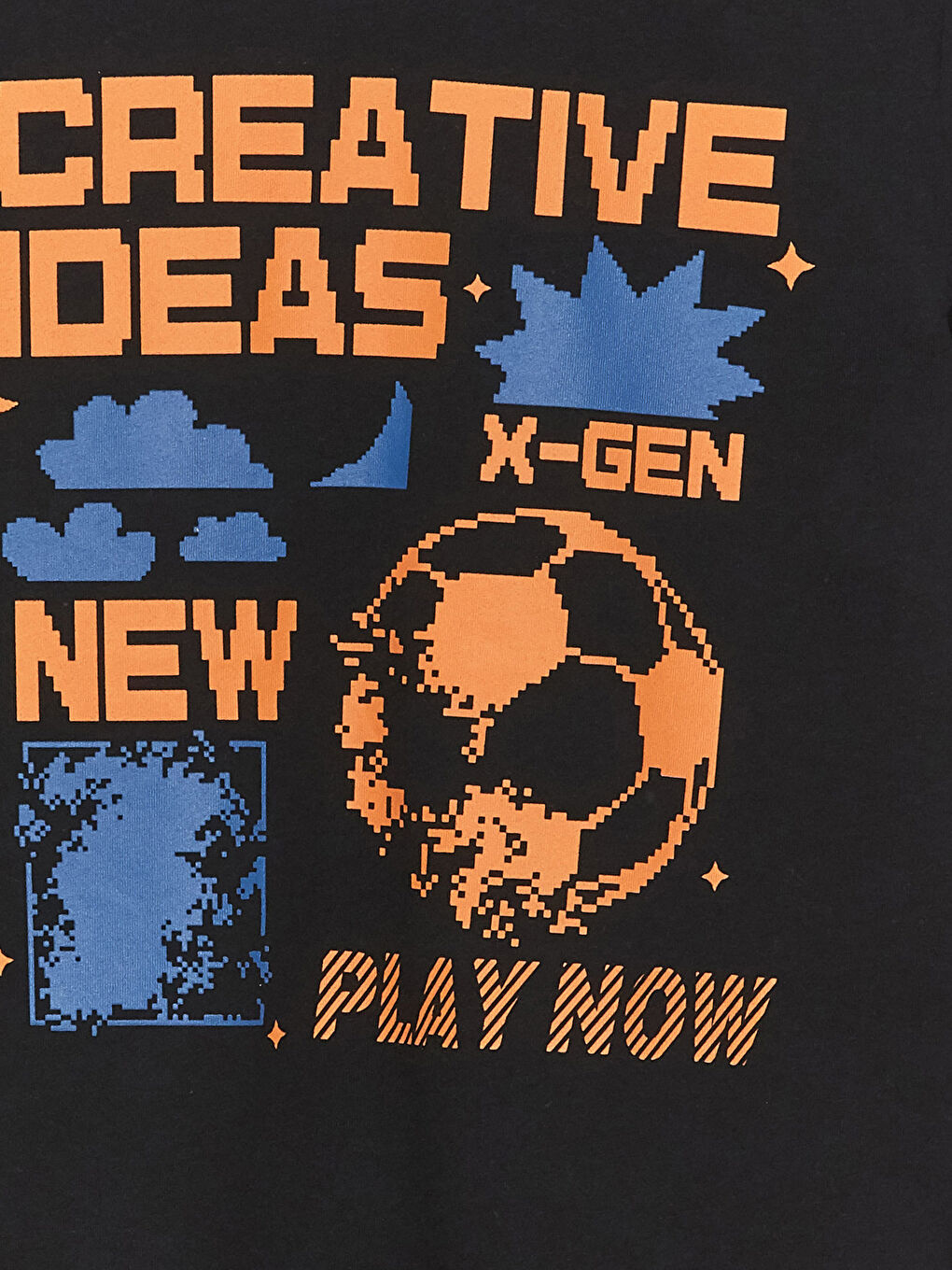 Siyah Bisiklet Yaka Baskılı Kısa Kollu Erkek Çocuk Tişört-5