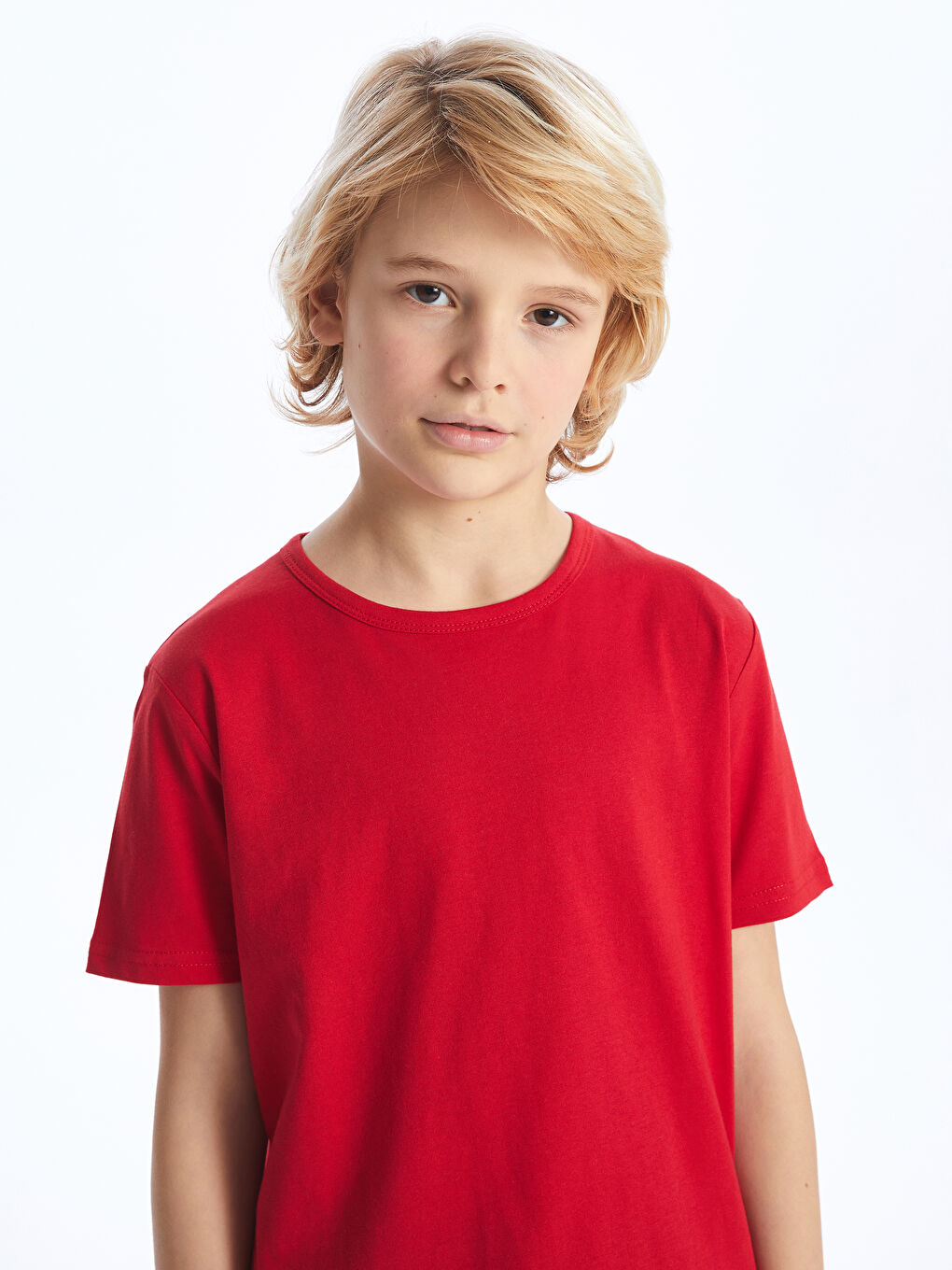 Kırmızı Bisiklet Yaka Basic Kısa Kollu Erkek Çocuk Tişört