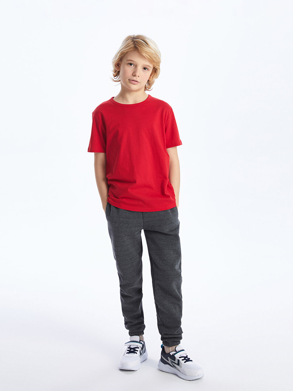 Kırmızı Bisiklet Yaka Basic Kısa Kollu Erkek Çocuk Tişört-1