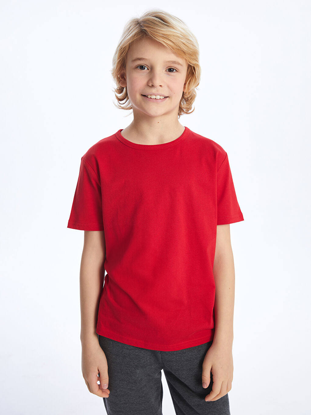 Kırmızı Bisiklet Yaka Basic Kısa Kollu Erkek Çocuk Tişört-2