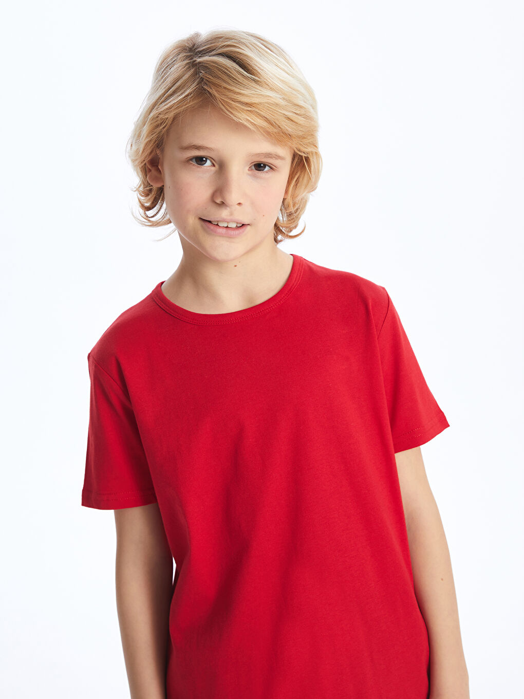 Kırmızı Bisiklet Yaka Basic Kısa Kollu Erkek Çocuk Tişört-3