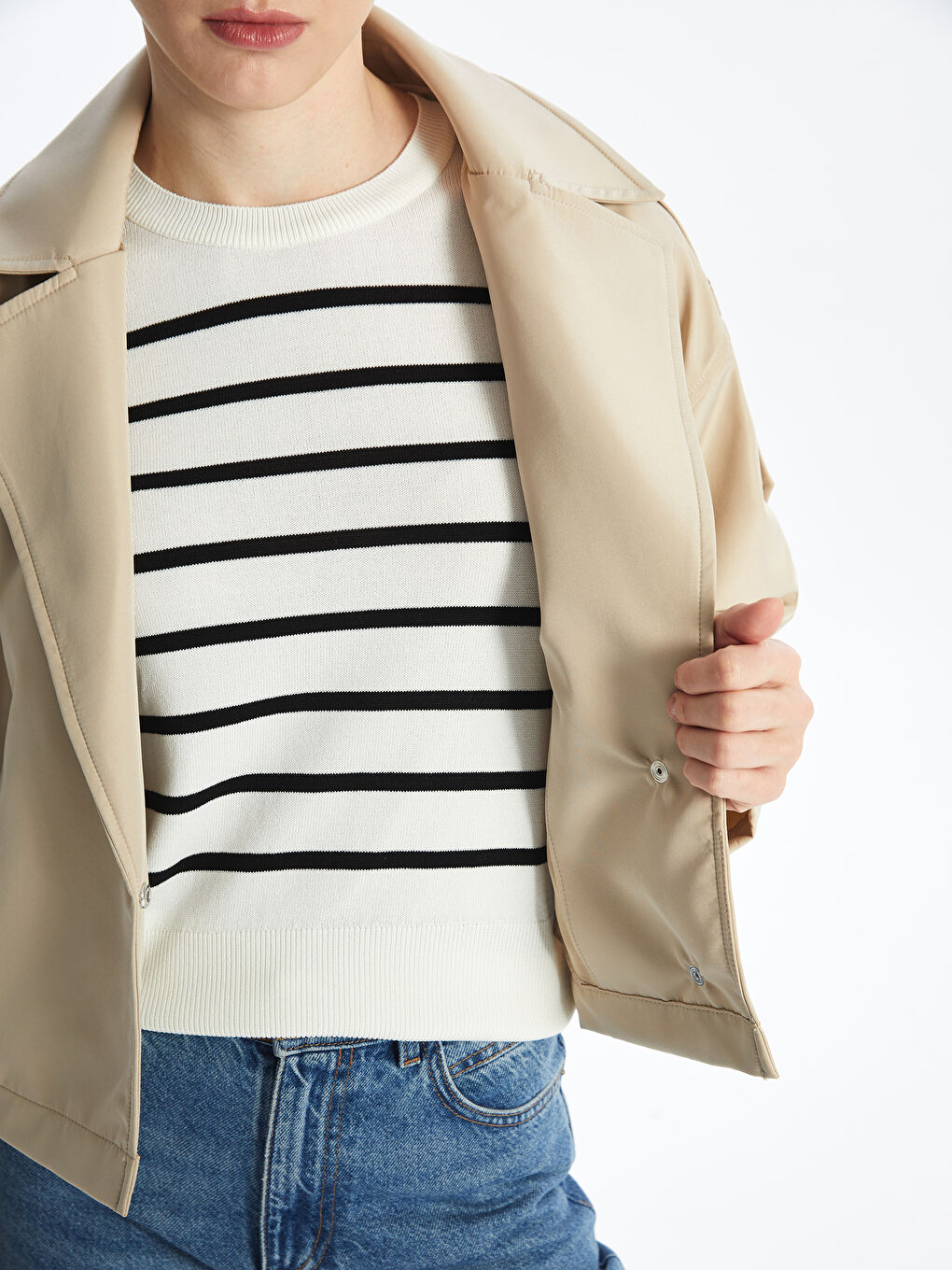 Women's Double Breasted Collar Plain Trench Coat -S4J800Z8-YHG