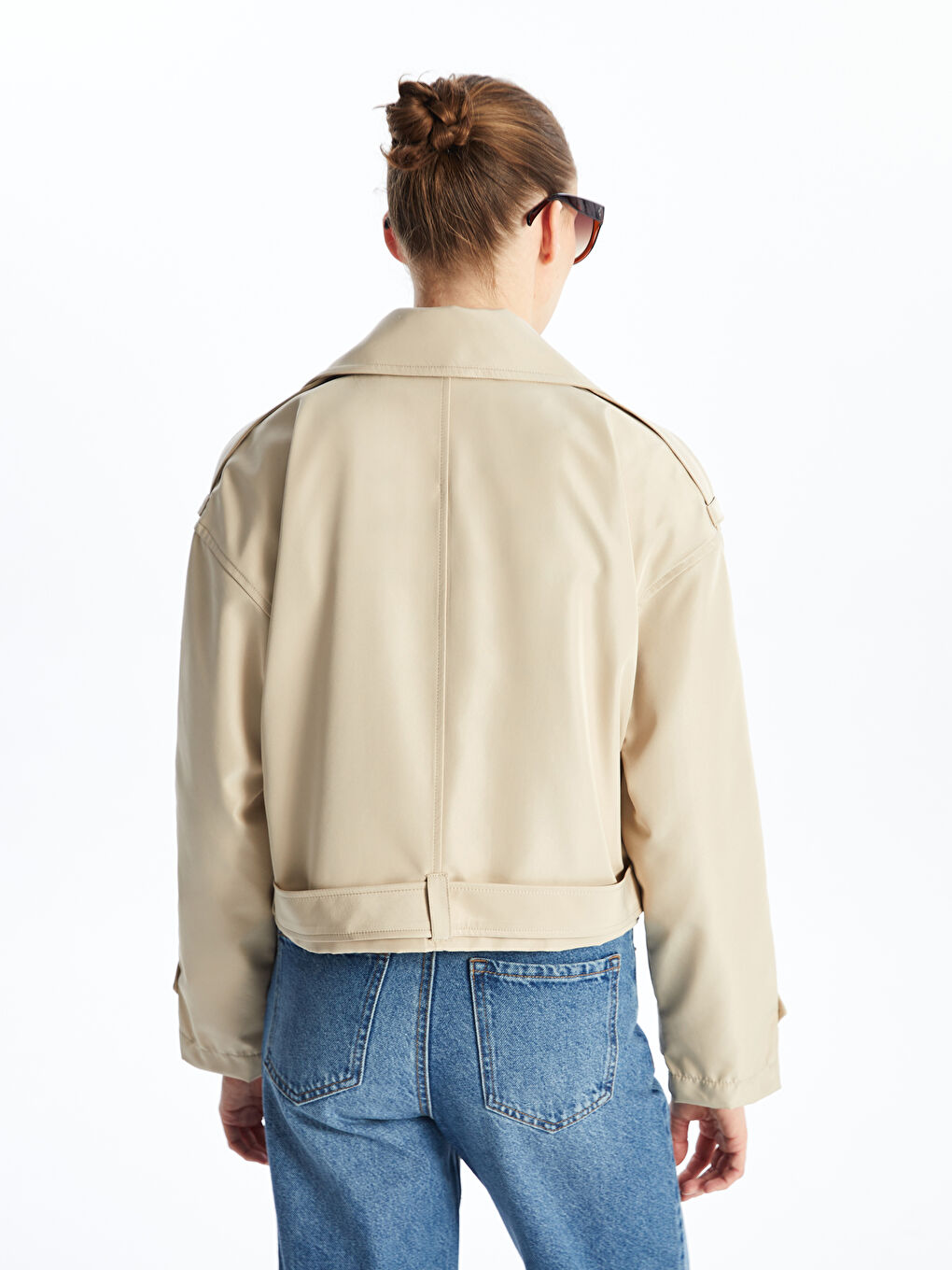 Women's Double Breasted Collar Plain Trench Coat -S4J800Z8-YHG