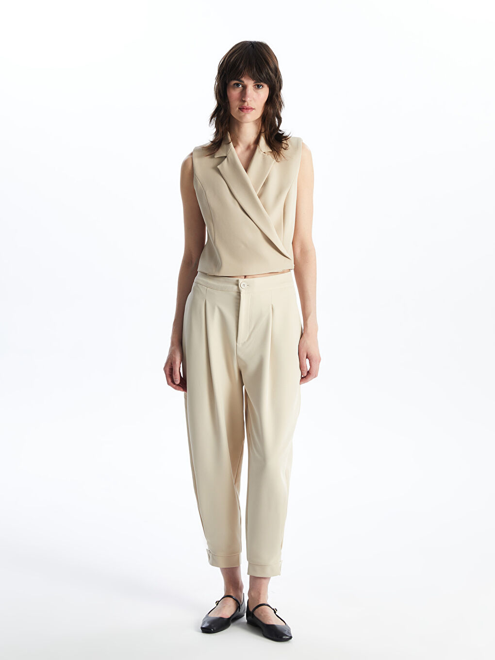 Women's Double Breasted Plain Classic Waistcoat -S4J806Z8-YHG