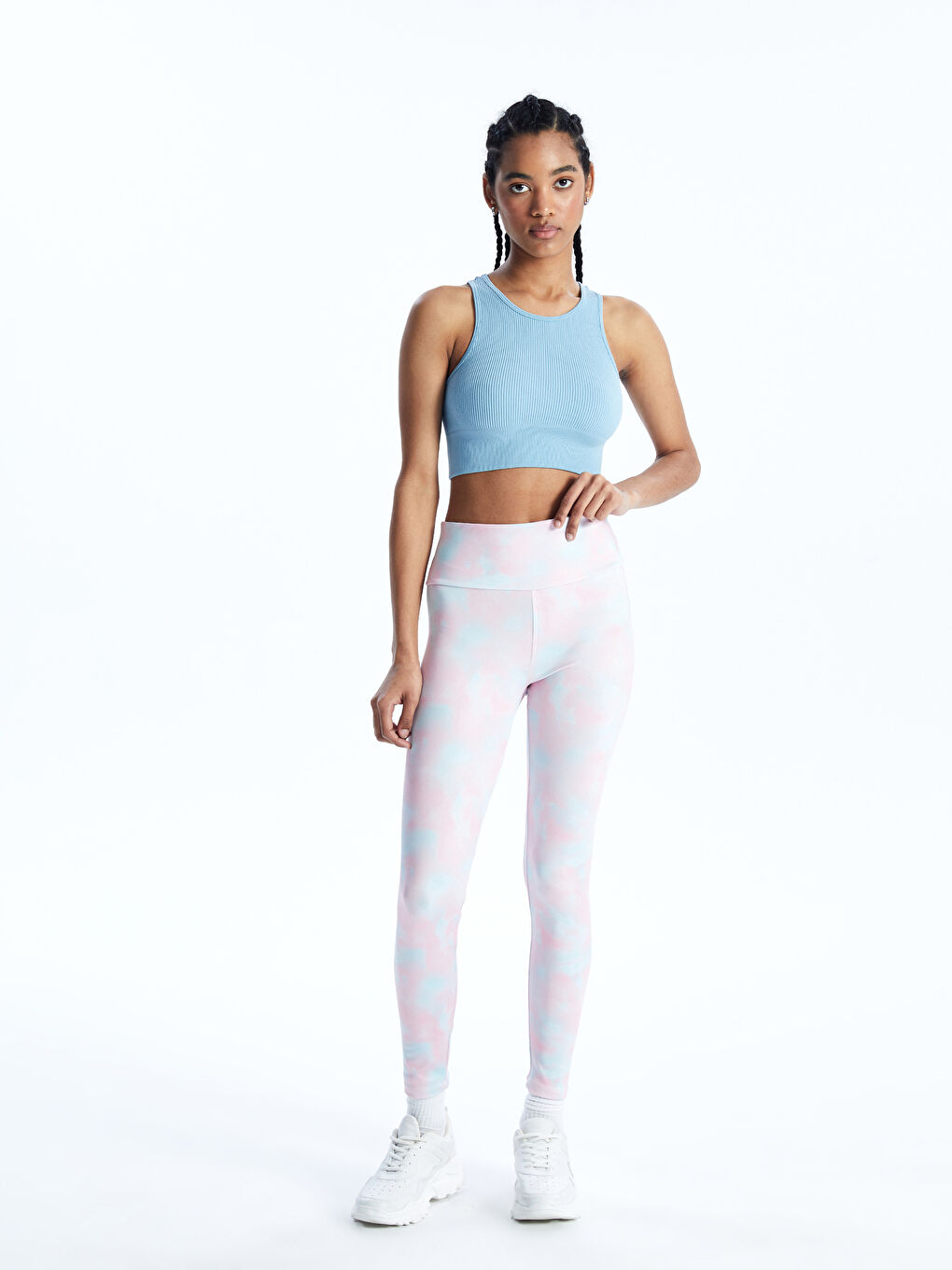 Elastic Waist Tie-Dye Patterned Women's Sports Leggings -S4J810Z8-LT4