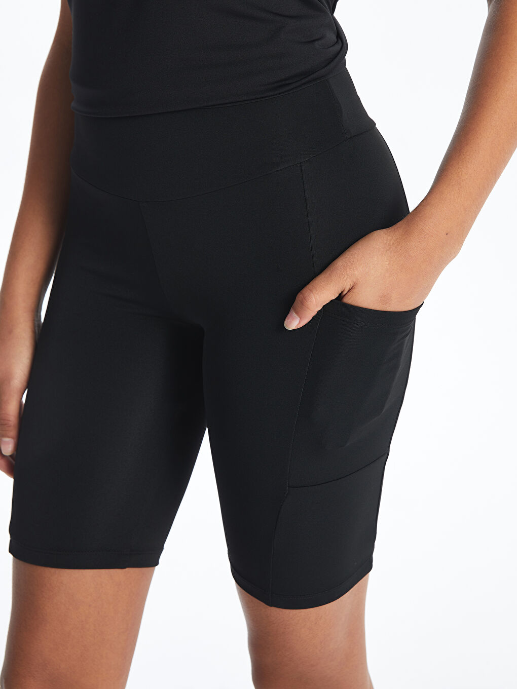 Women's Extra Narrow Fit Plain Shorts Tights with Elastic Waist -S4J818Z8-CVL