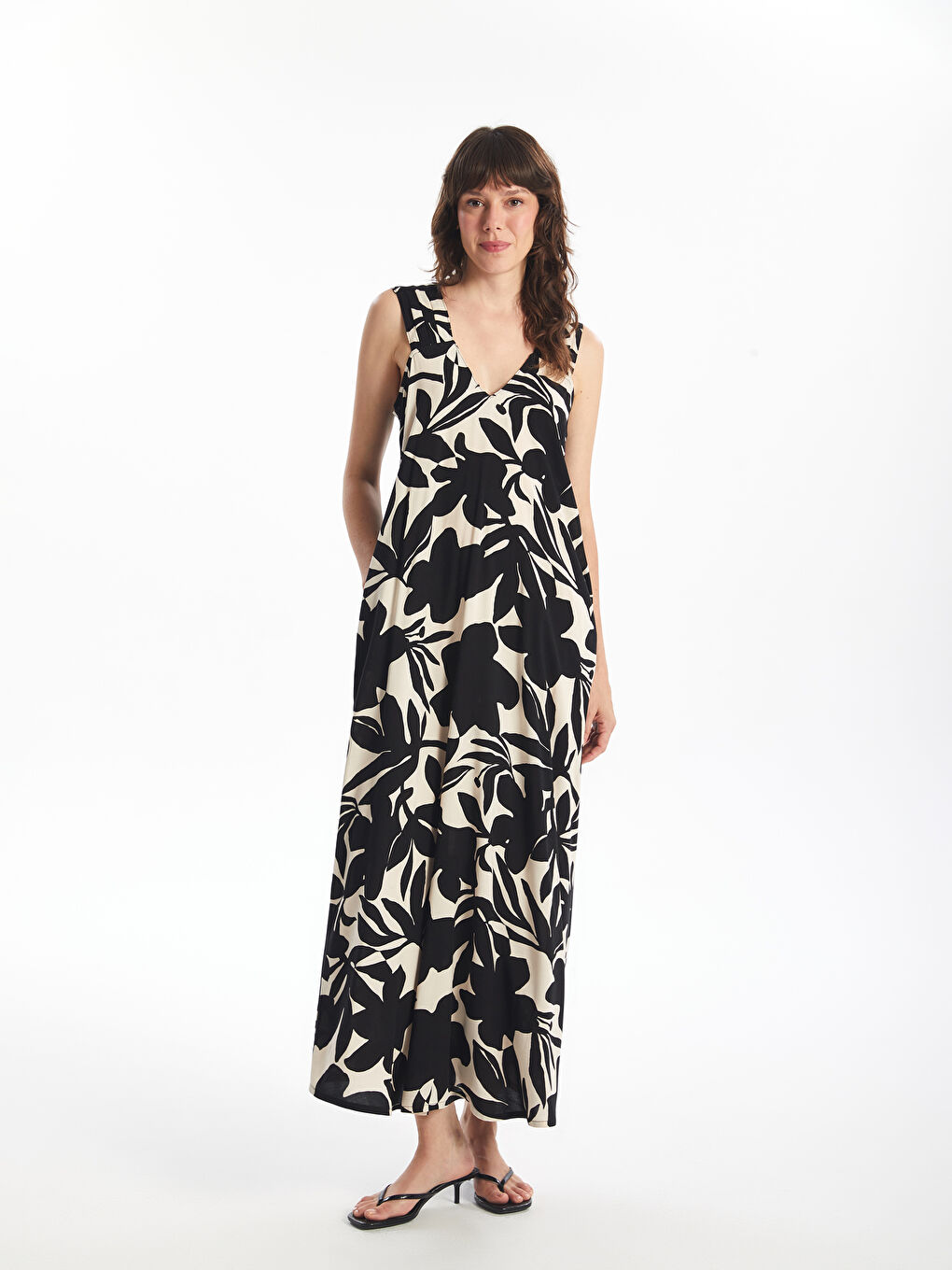 V Neck Floral A-Line Women's Dress -S4J823Z8-LQJ