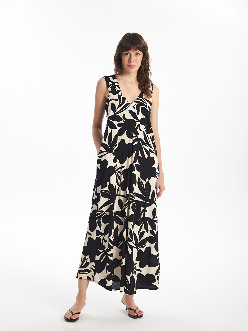 V Neck Floral A-Line Women's Dress -S4J823Z8-LQJ
