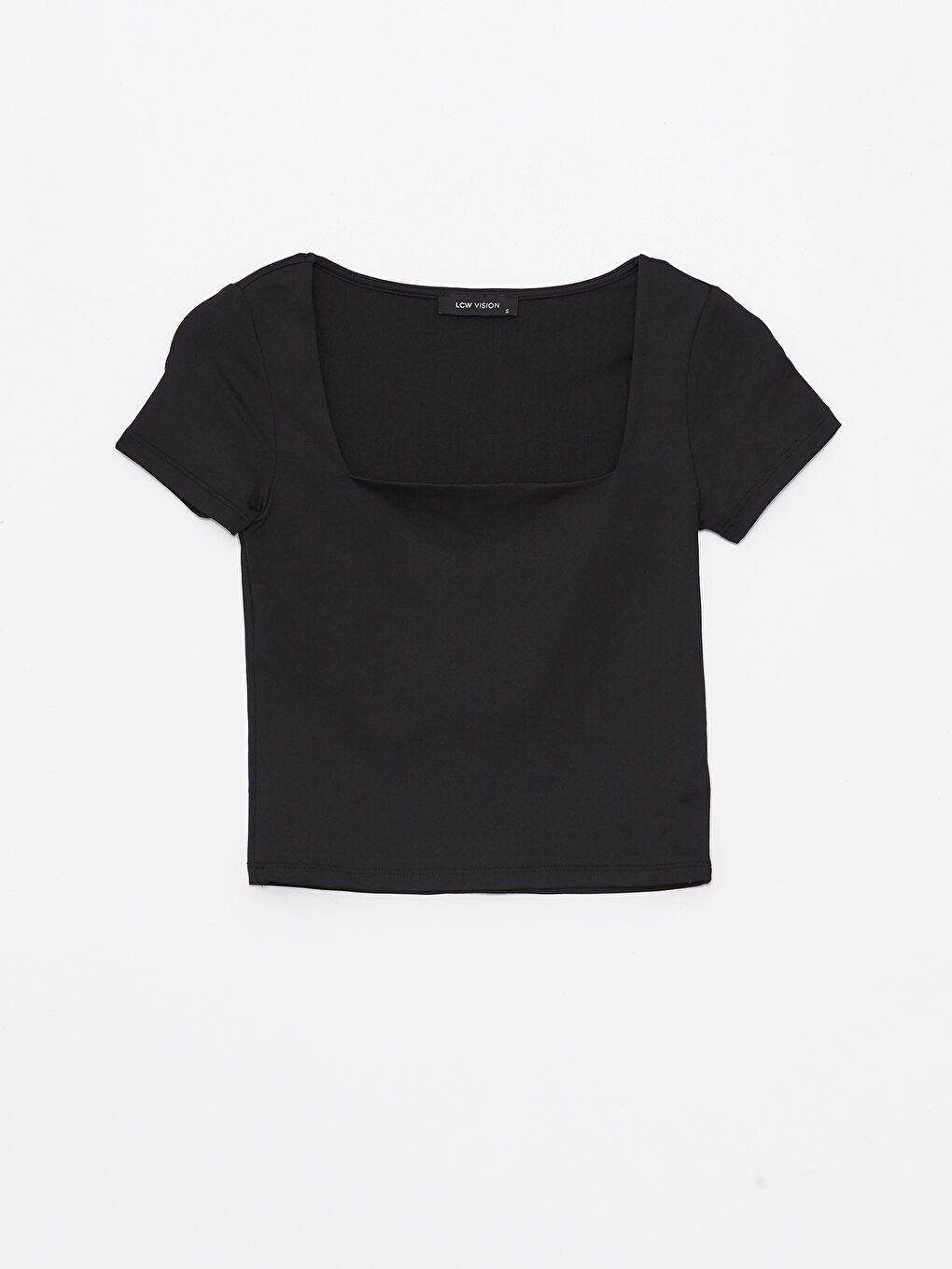 Square Collar Straight Short Sleeve Women's Crop -S4J834Z8-CVL