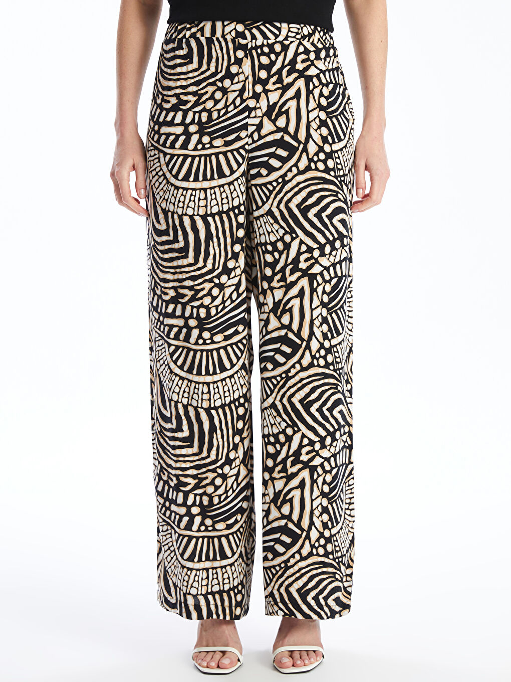 Elasticated Waist Relaxed Fit Patterned Women's Trousers -S4J839Z8-LQJ