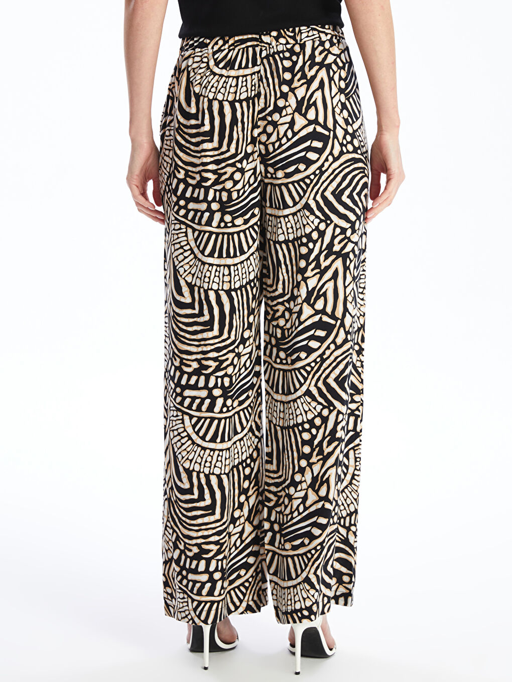 Elasticated Waist Relaxed Fit Patterned Women's Trousers -S4J839Z8-LQJ