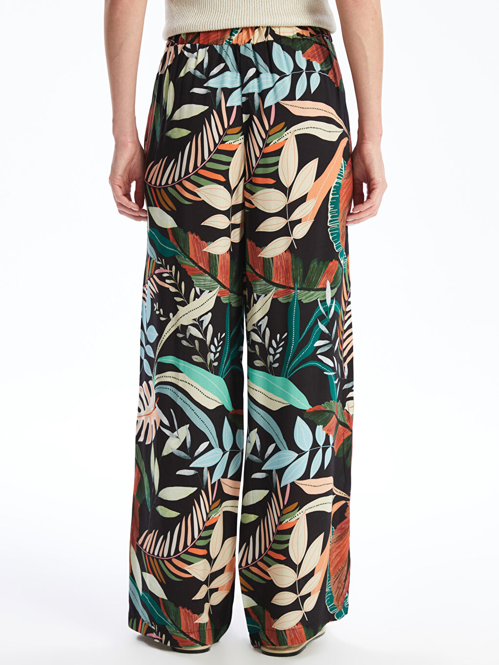 Elasticated Waist Relaxed Fit Patterned Women's Trousers -S4J839Z8-LS6
