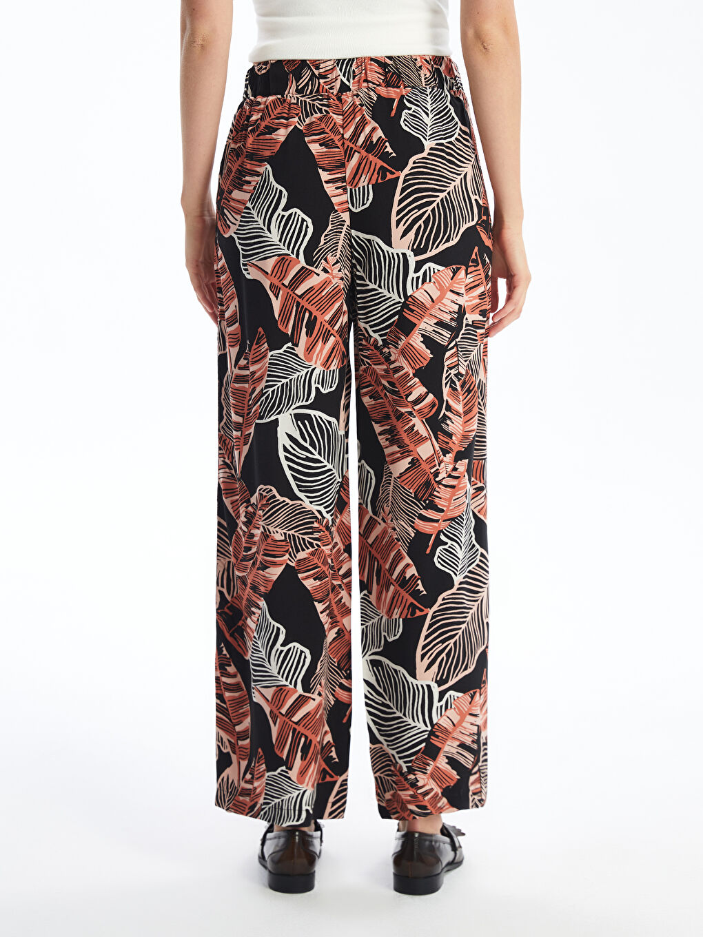 Elasticated Waist Relaxed Fit Patterned Women's Trousers -S4J839Z8-LSR
