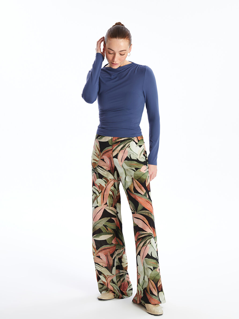 Elastic Waist Comfortable Pattern Patterned Women's Trousers -S4J839Z8-LT9