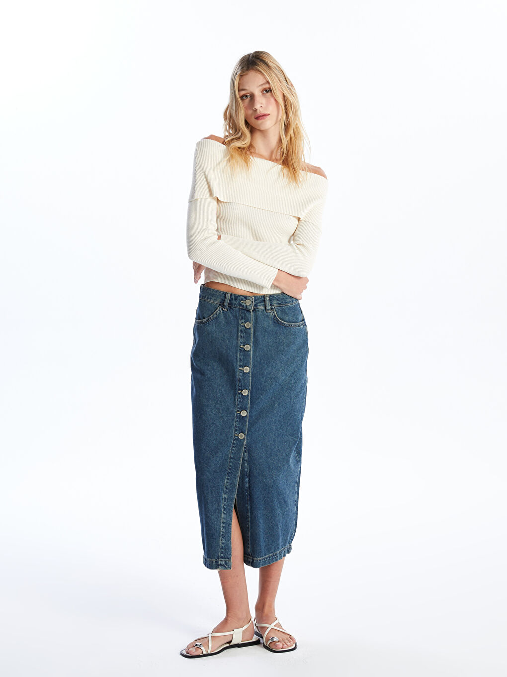 Standard Fit Women's Jean Skirt -S4J857Z8-309