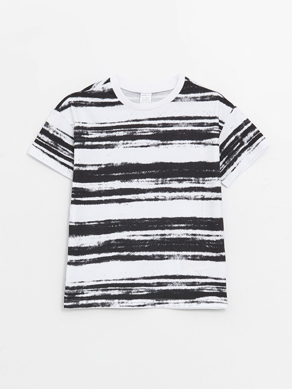 Siyah Bisiklet Yaka Çizgili Erkek Bebek Tişört